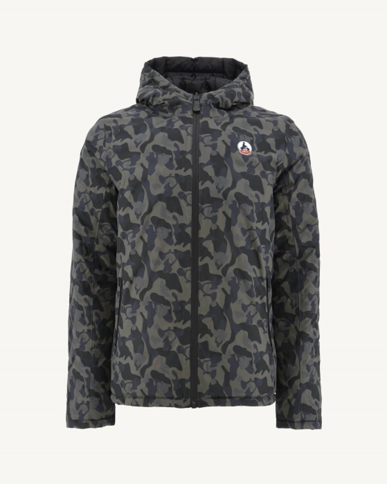Jott Print Militaire/noir Jaqueta Puffer Reversível Com Capuz Bergen