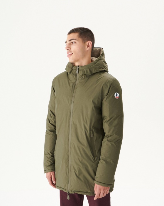 Jaqueta Jott Army/bege Extremo Frio Reversível Com Capuz Toronto