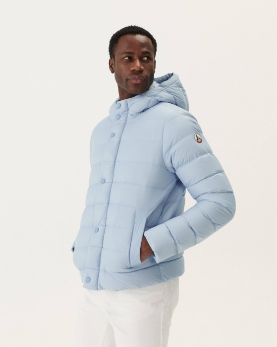 Jaqueta Puffer Com Capuz Azul Jorge Jott