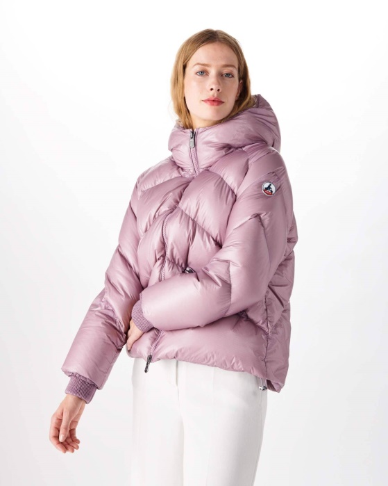 Jaqueta Puffer Com Capuz Violeta Extremo Frio Estelar Jott