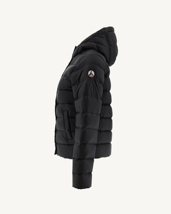 Jaqueta Puffer Preta Jane Com Capuz Reto Jott