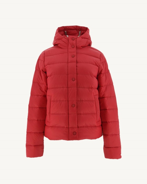 Jaqueta Puffer Com Capuz Reta Jane Vermelha Jott