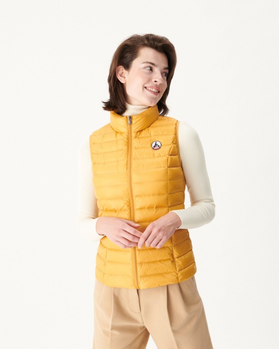 Jaqueta Jott Light Sem Mangas Amarelo Mostarda Seda